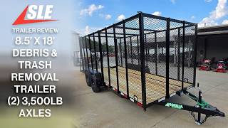 6 4x18 Debris Junk Trash Removal Leaf Trailer 6ft Mesh Sides 2 3500lb Axles Tube Railing