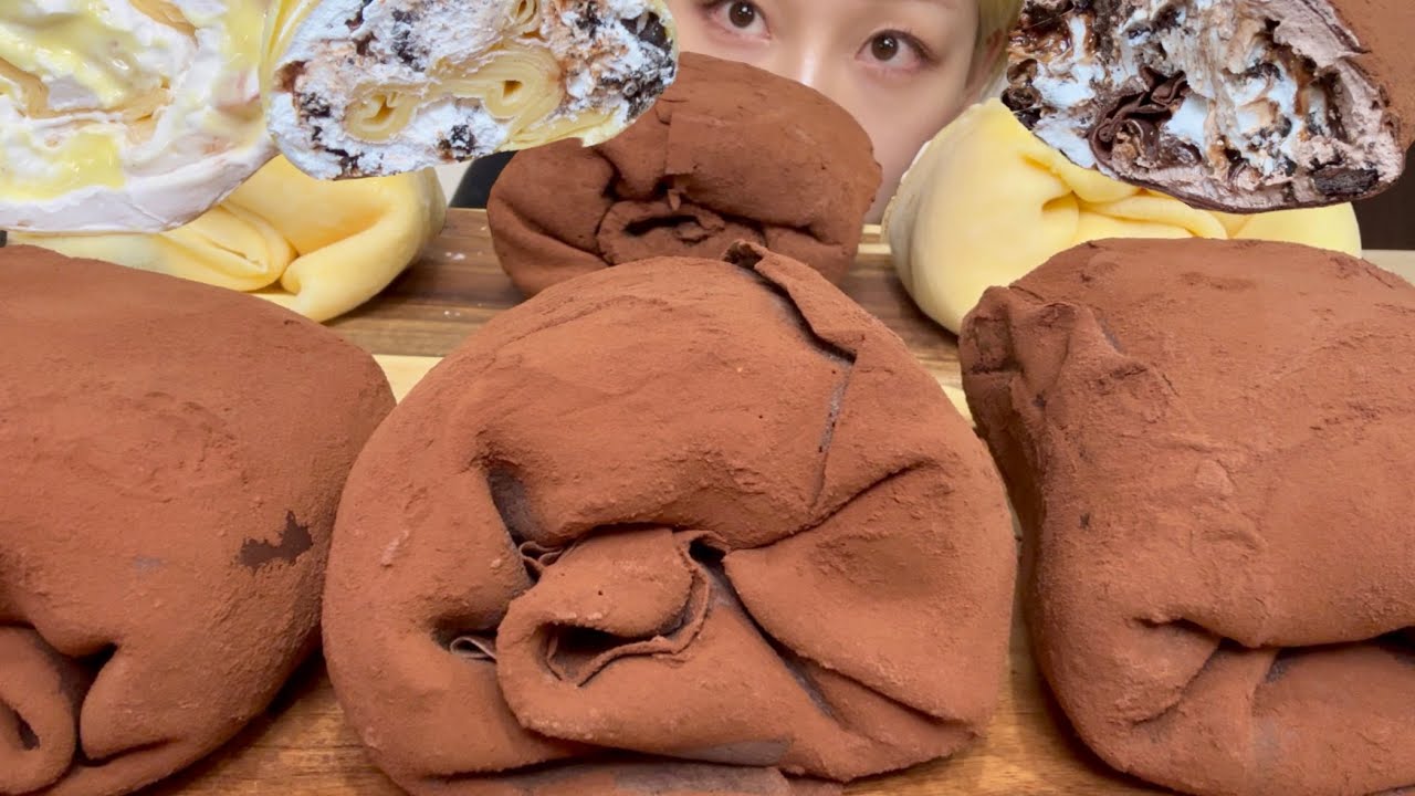 【タオルケーキ🍰ロールミルクレープ】ASMR 日本語字幕