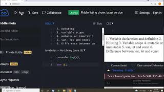 JavaScript Basic (Variable declaration and definition, Hoisting, Variable scope, let, var and const)