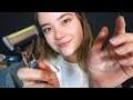 Asmr sleepy shave  scalp massage roleplay face touching liquid sounds tapping relaxing whispers