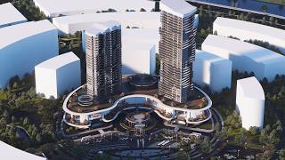 Design Planning Central Busines District Urban Futuristic Architectural Concept area 40 Ha
