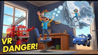 VR Danger! 🎮 Kevin Falls While Gaming! | Robocar Poli | Kids Safety Cartoon screenshot 1