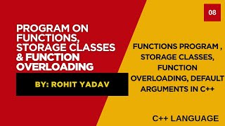 FUNCTION PROGRAMS | STORAGE CLASSES | FUNCTION OVERLOADING | DEFAULT ARGUMENTS