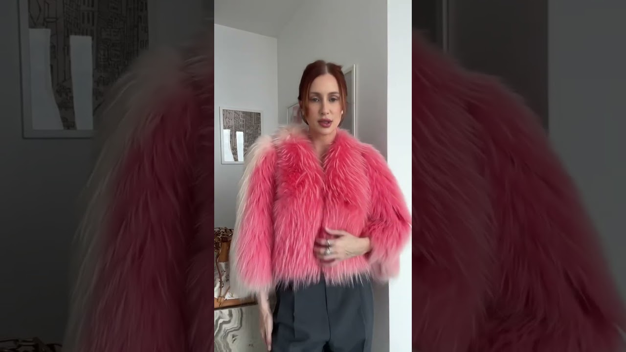 Louis Vuitton Pink Raccoon Fur Crop Jacket M 