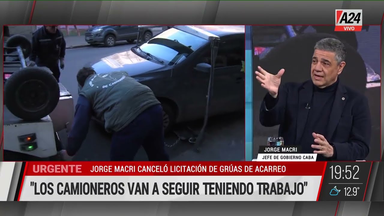Jorge Macri en A24: El servicio de grúas de acarreo era extremadamente caro y poco claro