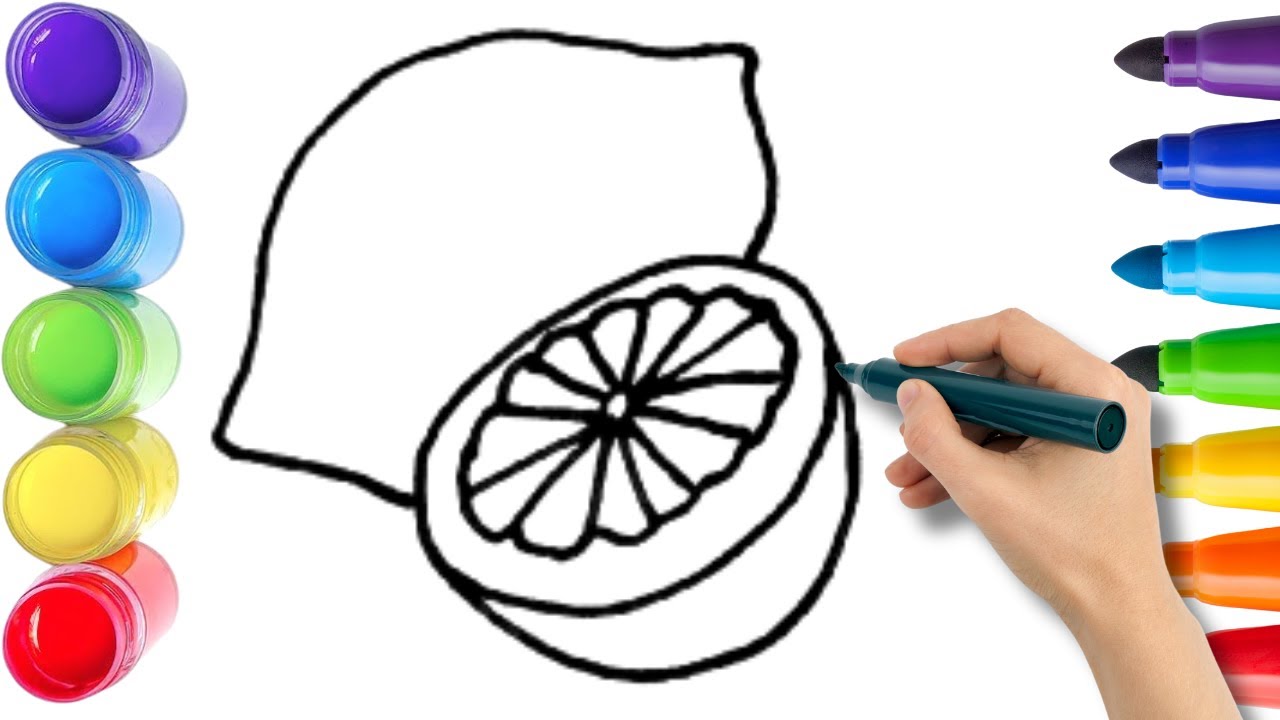 Как нарисовать милого лимона. Рисование, раскрашивание и живопись для детей и малышей. Детское ис...