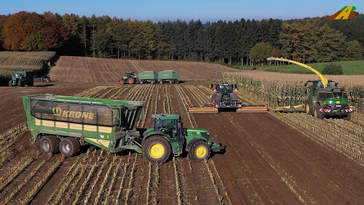 Maishäckseln Lohnunternehmen der Landwirtschaft Biogasanlage Farming corn harvest Traktor Maisernte