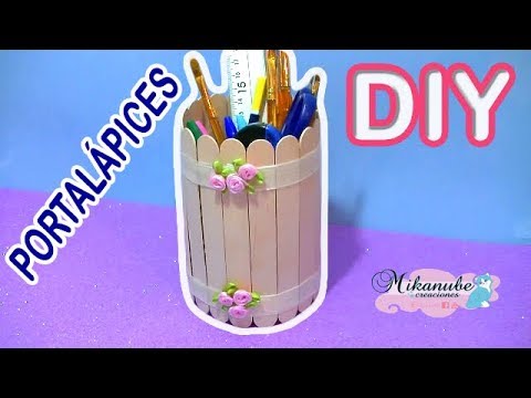 Portalápices con  palitos de helado DIY. Pencil holders with popsicle DIY