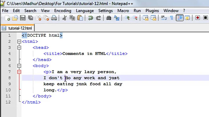 HTML Tutorial - 12: Comments in HTML