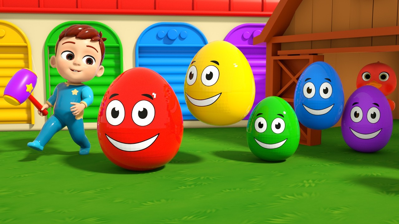 Giant eggs! Crack open the eggs and guess what's inside! | Nursery Rhymes & Kids Songs