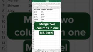 Merge OR Concatenate two columns in Ms Excel