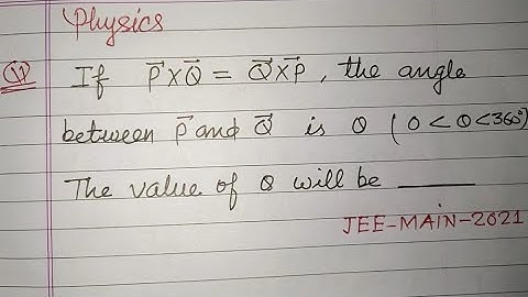 If P×Q = Q×P the angle between P and Q is theta then the value of theta.. | jee main physics pyqs 