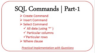 4. Commands in SQL Part-1 - SQL For Beginners |  PYTHON GURU
