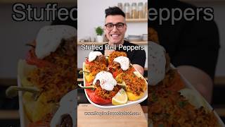 Stuffed Bell Peppers with rice and lentils (healthy dinner idea)