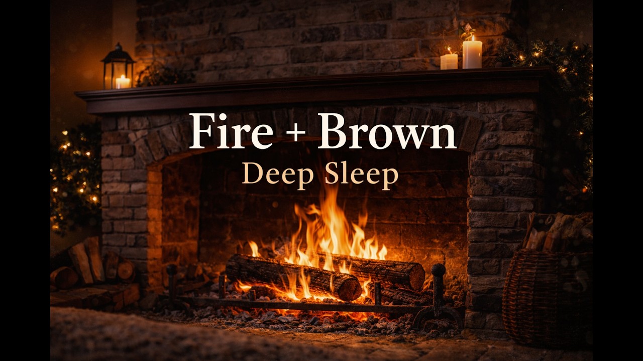 Fireplace with Brown Noise 🔥 Sleep Sound 3 Hours | Fire Crackling + Deep Noise