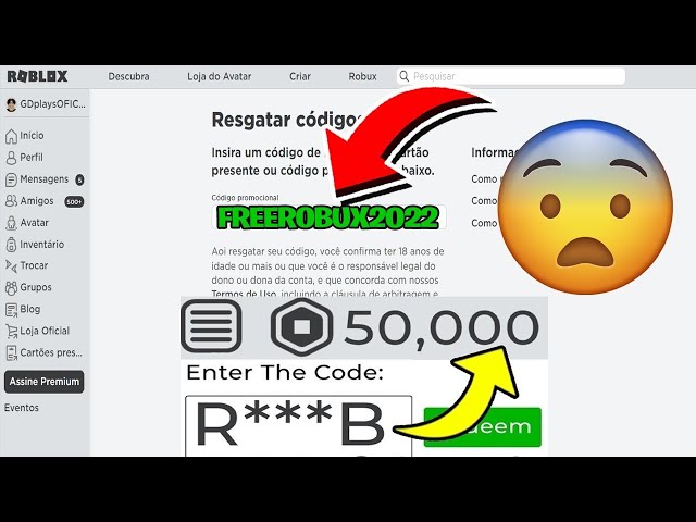 Ar destacado 997) Código robux Resgate Personagens ROBLOX Robux