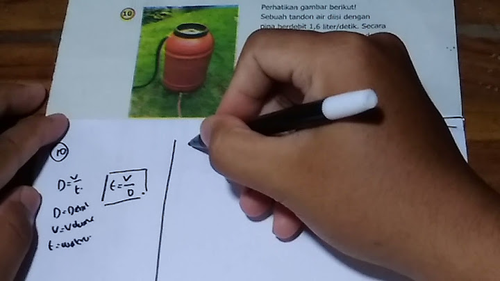 Sebuah tandon air diisi dengan pipa dari bagian atas berdebit 1,6 liter/detik. secara bersamaan bagian bawah tandon terdapat kran untuk menyalurkan air dengan debit 0,8 liter/detik. volume tandon 480 liter dan awalnya kosong. lama waktu yang diperlukan sam