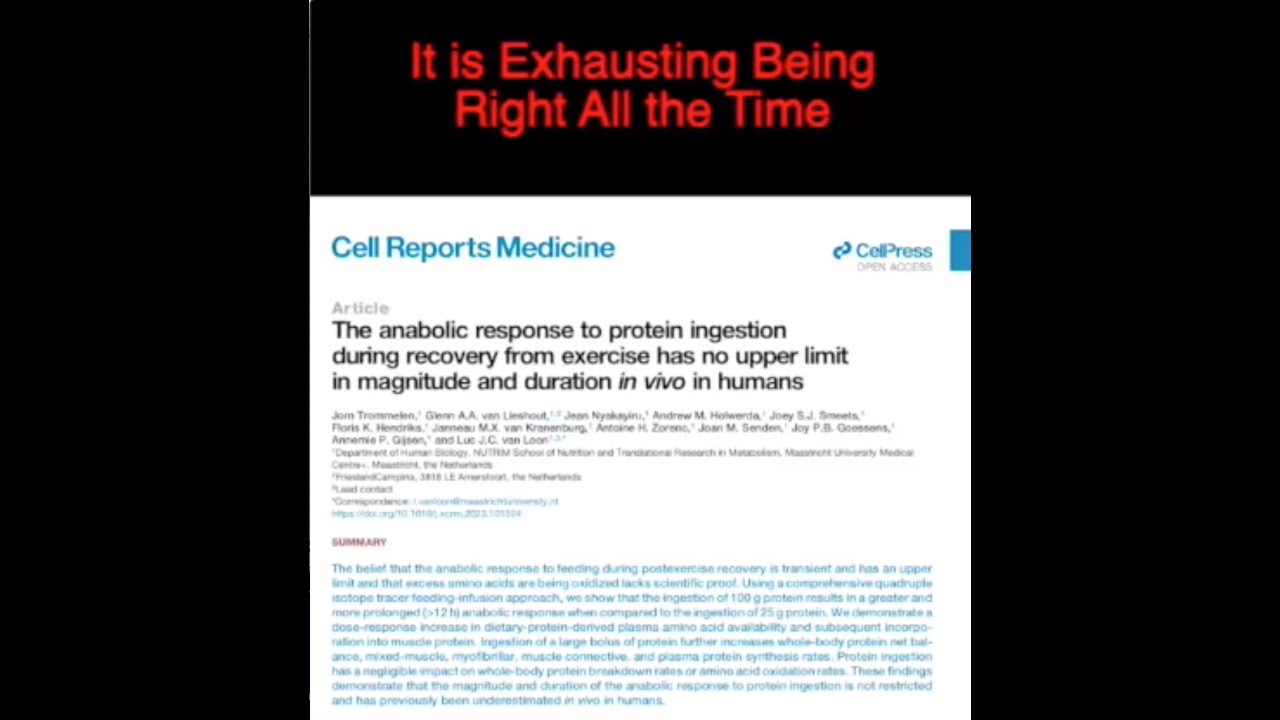 Не существует максимального количества белка за один прием пищи (подзаголовок: Быть всегда правым...