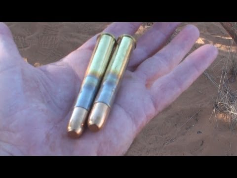 Firing the double-barreled elephant gun.