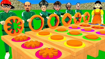 Scary Teacher 3D vs Squid Game Throwing Put in Key Lock Dalgona Candy Shapes Challenge Who