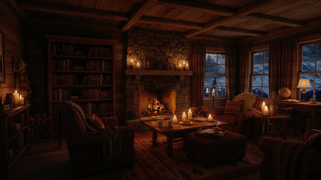 Work & Study in a Cozy Cabin ️ Fireplace and Snow Ambience - YouTube