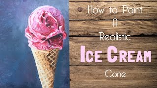 Ice Cream Cone Acrylic Painting Tutorial - By Artist, Andrea Kirk | The Art Chik