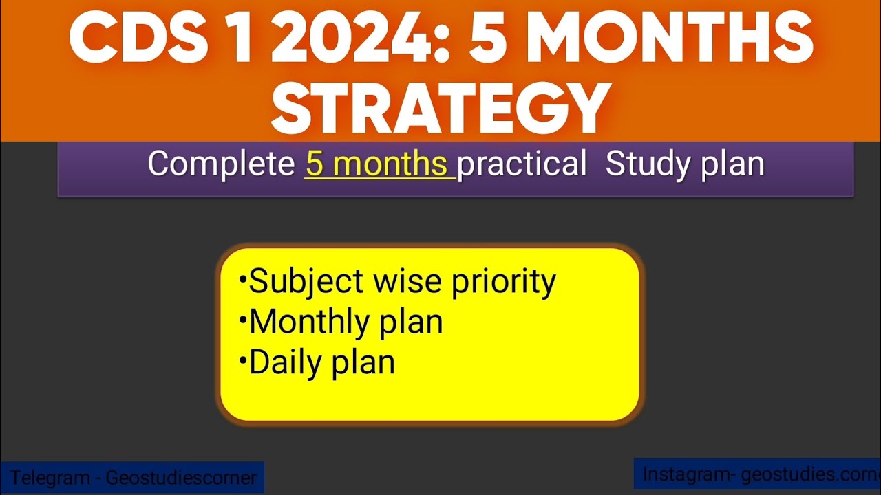 Cds 1 2024: 5 months Study Plan | Practical Guide for all Subjects # ...