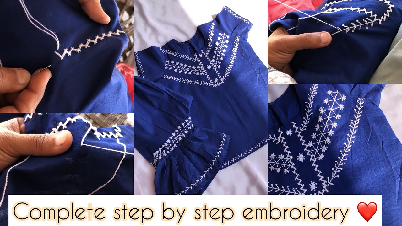 EID dress Ready 😍|| Easy and Simple Hand embroidered Shirt with Embroidered Gahrara || Step by step