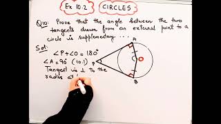 Prove angle between tangents drawn from point to circle is supplementary to angle subtend by line I