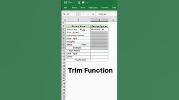 Trim Function #shorts #shortsfeed #excel #exceltutorial