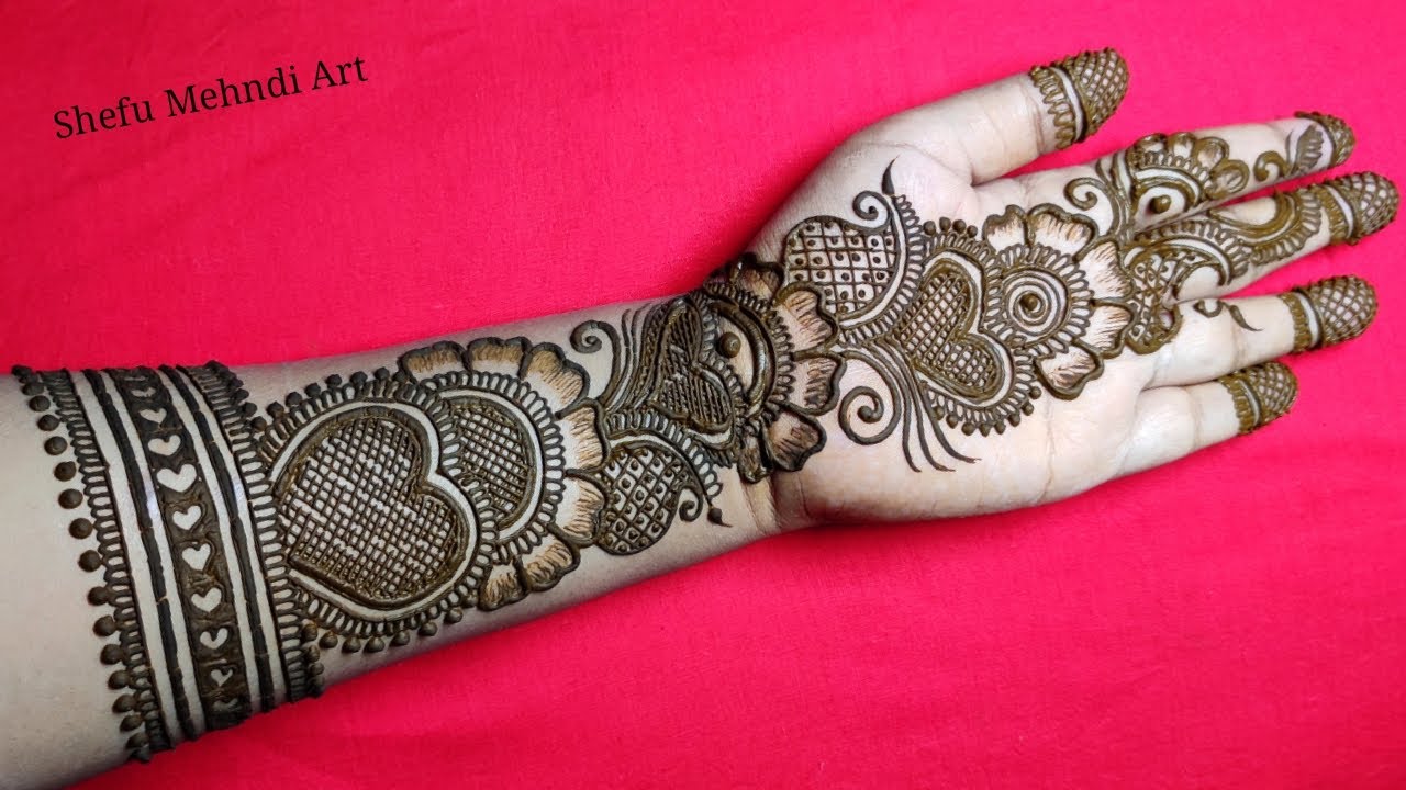 Shaded arabic full hand bridal mehandi design - YouTube