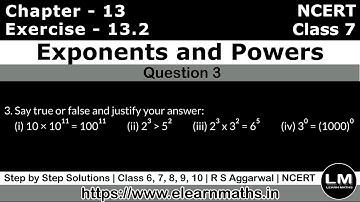 Exponents and Powers | Class 7 Exercise 13.2 Question 3 | NCERT | Learn Maths