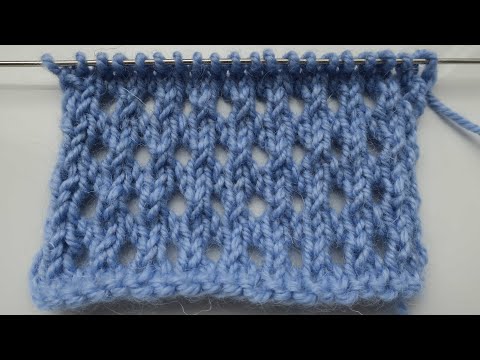 Lesson 34. “Openwork grid”. Knitting for beginners.