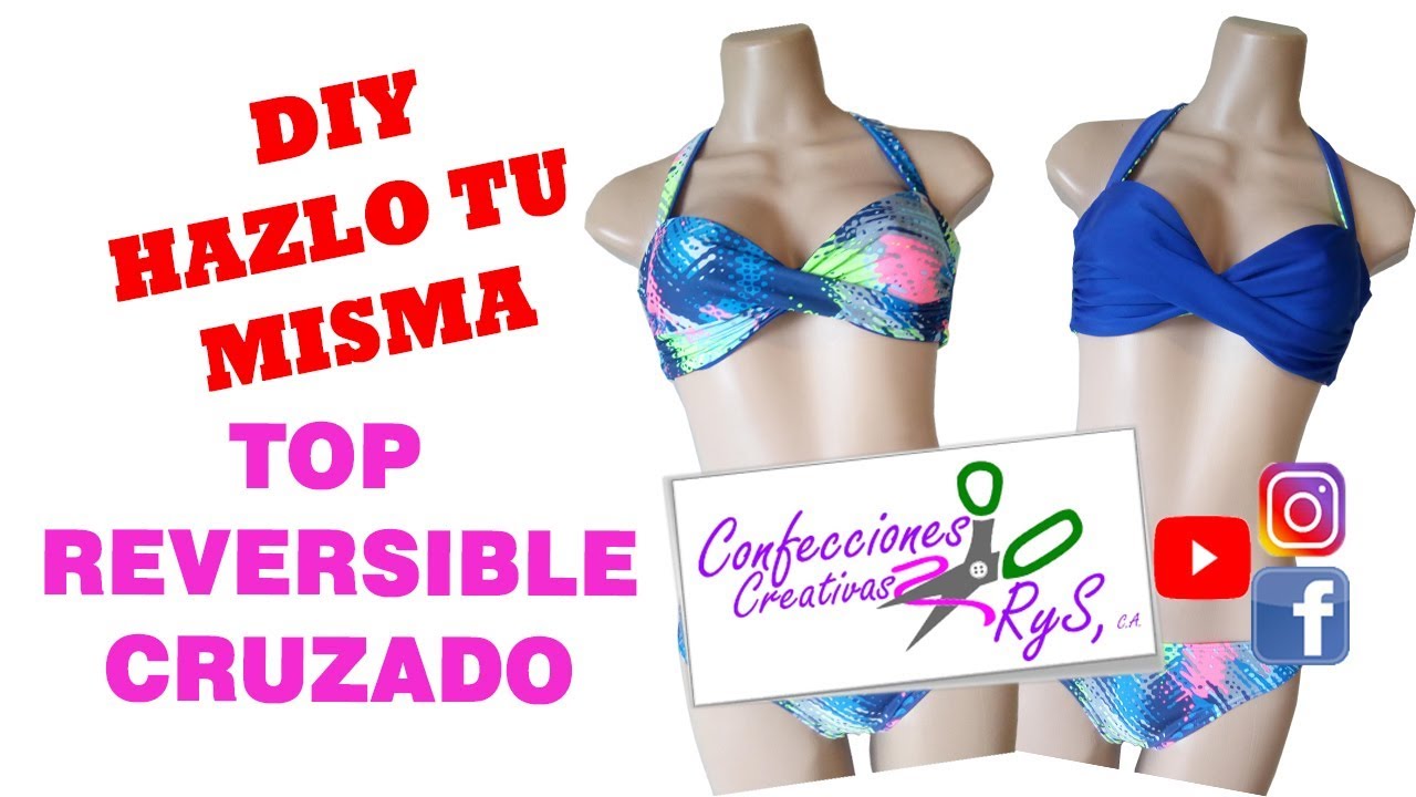 Vestido Bikini Reversible Cruzado, traje de baño cruzado - YouTube