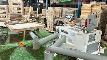 Máy dán cạnh cong tự động 2 bàn làm việc Holztek