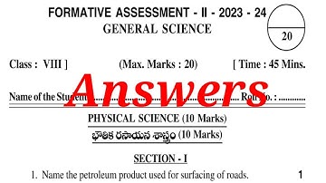 8th class fa2 general science question paper with answers 2023 - 2024
