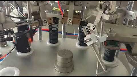 Máy chiết rót dán đáy tuýp nhựa, máy đóng tuýp nhựa bán tự động, máy dán đáy tuýp