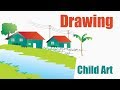 How to draw Scenery for kid | Drawing for Beginners | Village Scenery Drawing