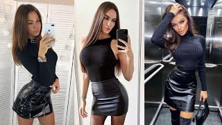 Trendy 30+ elegant leather mini skirt outfit ideas for party wear