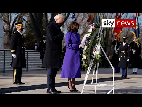 President Joe Biden and Vice President Kamala Harris visit the Tomb of the Unknown Soldier