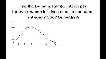 Find the Domain, Range, Intercepts, Inc., Dec., Constant, Even, Odd, Neither