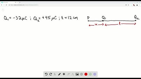 II) Two point charges, Q_1 = -32and Q_2 = +45are separated by a distance of 12 cm. The el…