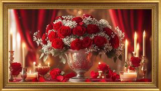 Valentine Red Roses & Candlelight ❤️ Romantic Soft Jazz Ambience | Frame TV Art Screensaver 4K screenshot 4