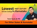 lowest NEET cut off state 2020 private medical colleges in Karnataka | Last rank & Marks with FEE