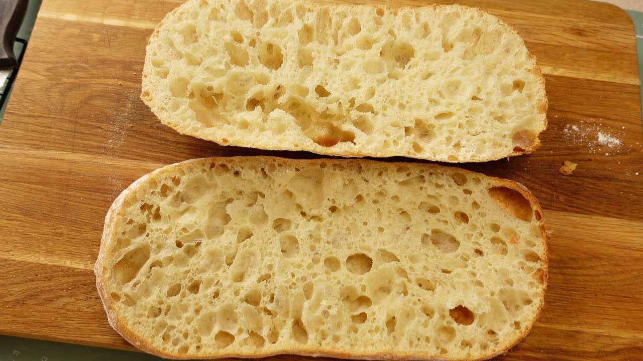 Идеальная чиабатта на закваске — крупные поры и тонкая корочка