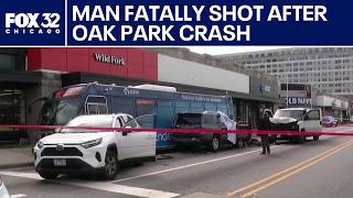 Man fatally shot after Oak Park crash