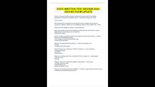 EVOC WRITTEN TEST REVIEW 2022 2023 NE EXAM UPDATE