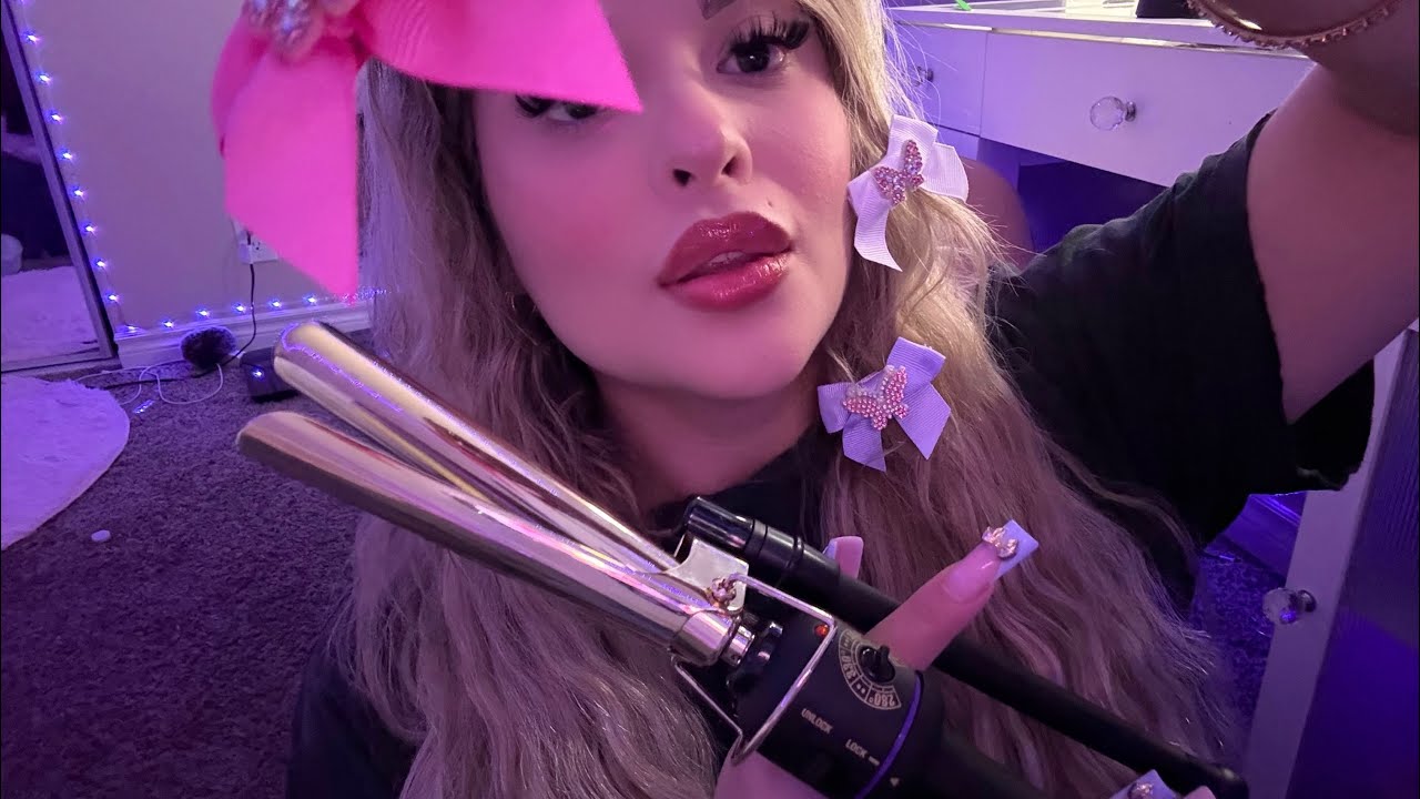 ASMR | Curling Your Hair & Styling It With Bows 🎀💜