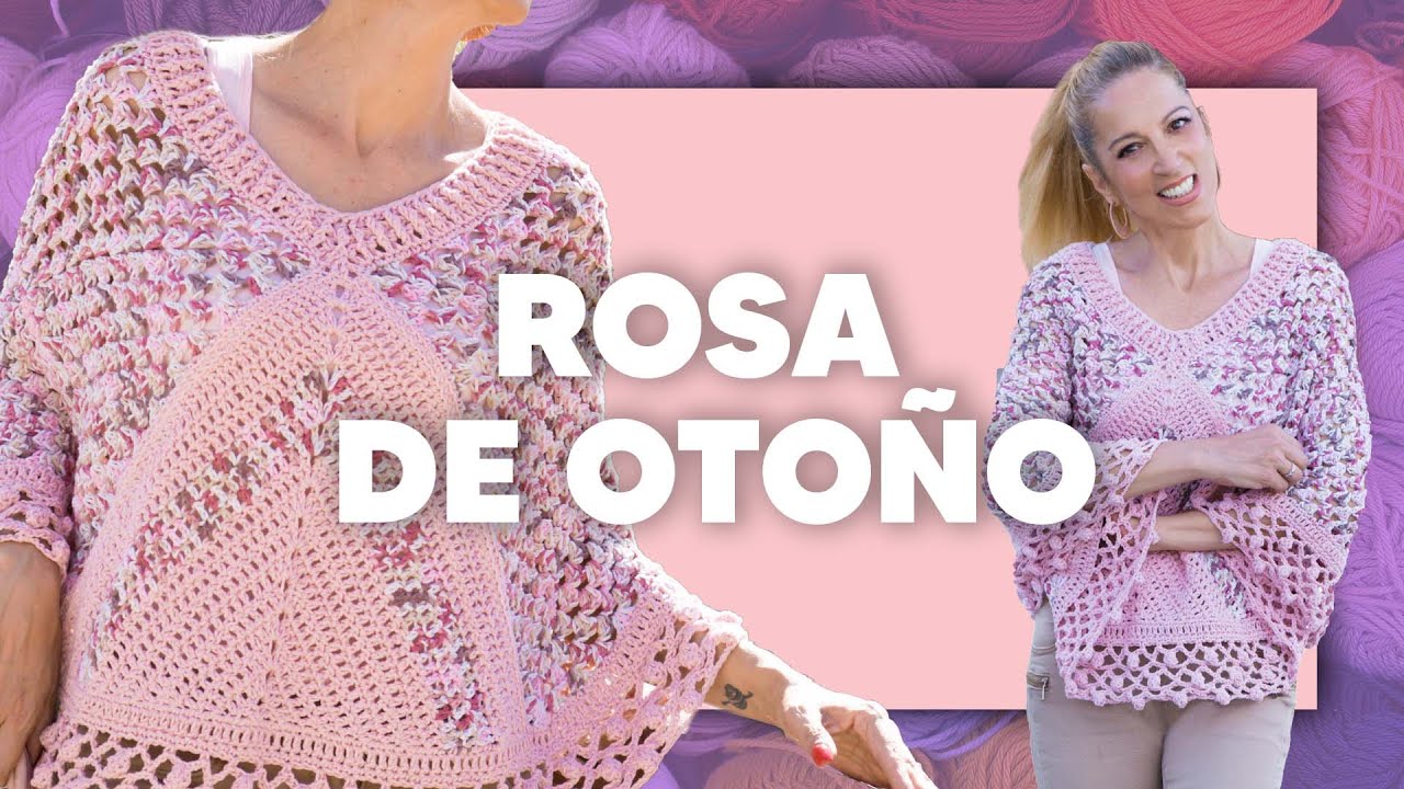 🍂 ¡IDEAL! 🍂 El PONCHO más BONITO del OTOÑO. ROSA DE OTOÑO en Tejer es de guapas