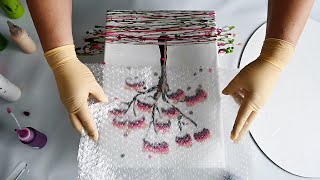 Magnolia Tree Bubble Wrap Reverse Dip: Easy Fluid Art Tutorial For Beginners by Fiona Art 6,324 views 1 month ago 10 minutes, 35 seconds